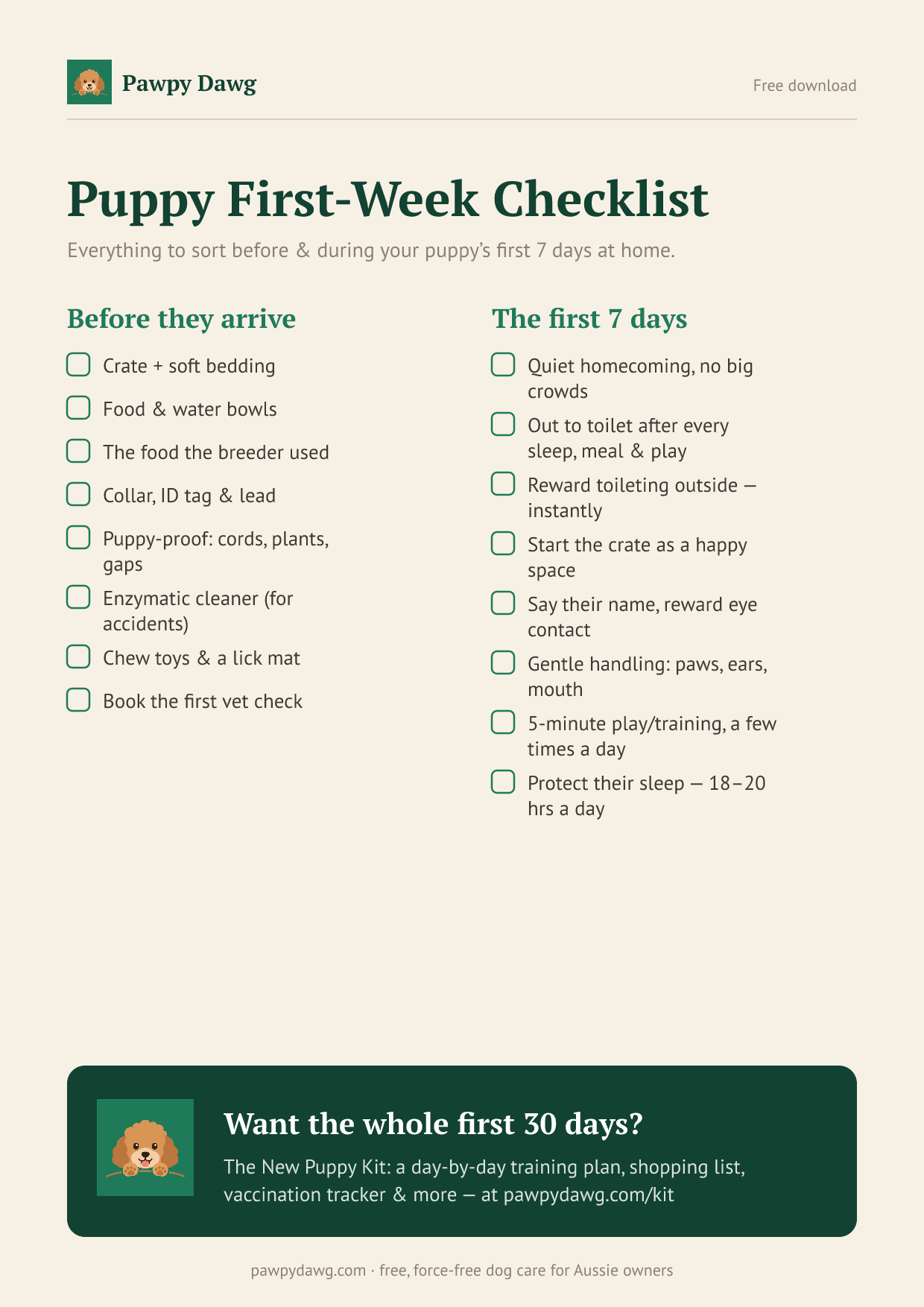 Puppy First-Week Checklist preview